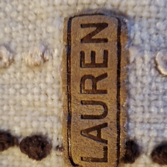 Lauren Ralph Lauren- Neutral Scarf logo Patch Tans ,Cream and Browns Large Size - Picture 9 of 9